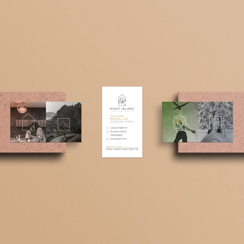 Cartes de Visite - Mont-Blanc Ingénierie à Annecy | par Célia RATTO | Graphiste Freelance à Annecy