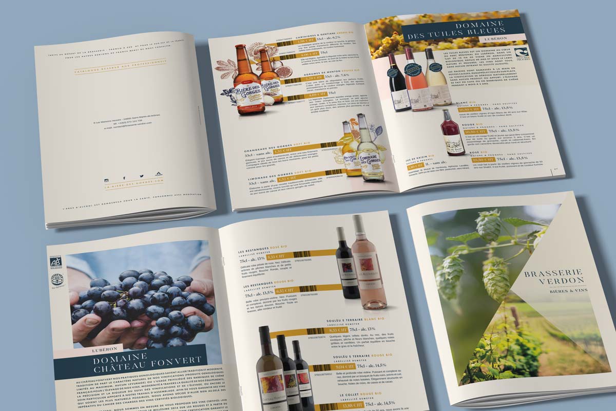 Mise en page du catalogue de la Brasserie Verdon