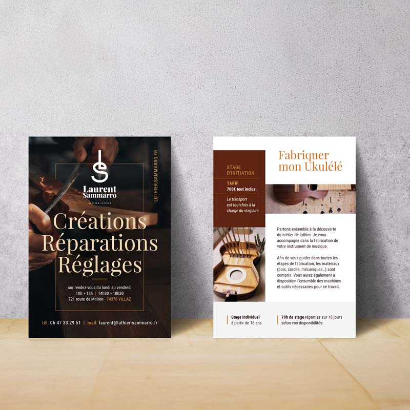 Artisan Luthier, mise en page d'un flyer