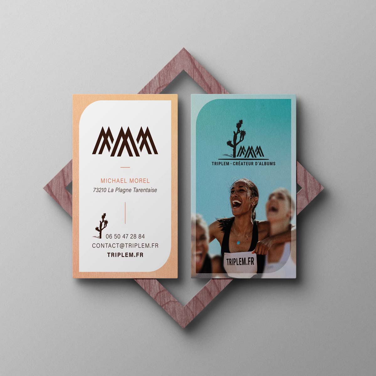 Création des cartes de visite de Triplem, createur d'albums sportifs